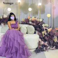 verngo elegant voilet organza ruffles prom dresses one shoulder handmade flowers floor length evening gowns women occasion dress