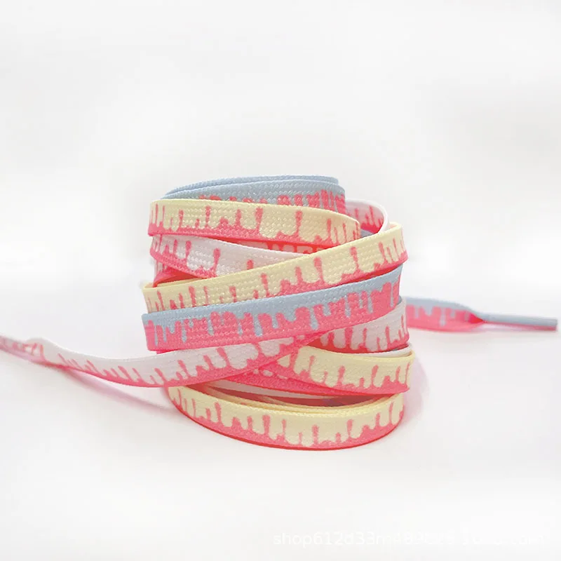 New Shoelaces For Sneakers Rainbow Ice Cream Flat Shoelace Cute Elastic Laces Shoes Strings 120/140CM 1 Pair