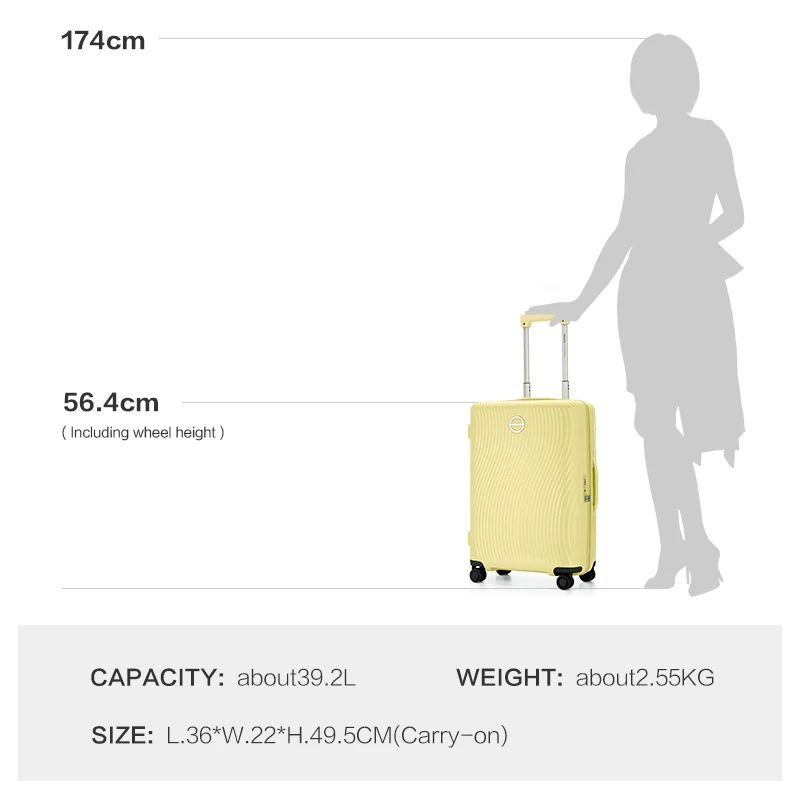 OIWAS Travel Suitcase For Men 20 Inch Rolling Silent Spinner Wheels Trolley Women Luggage Bag PC Material Fashion Traveling Case