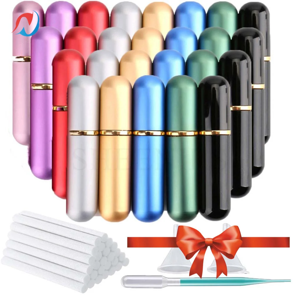 

Sheenirs 10-50sets Empty Colorful Metal Nasal Inhalers for Essential Oils Aromatherapy Blank Aluminum Tubes Replacement Wicks