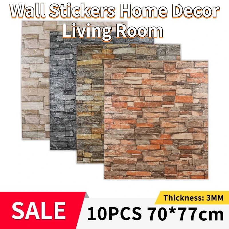 

10Pcs Self-Adhesive Bedroom Luxury Decor 3D Wall Sticker Waterproof Foam Wall Panel 77x70cm Wallpaper for Living Room Kitchen
