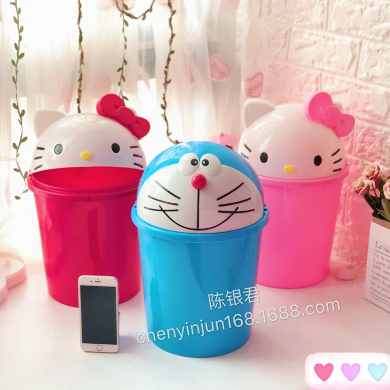 

Kawaii Sanrioed Anime Cartoon series Household trash can flip trash can jingle cat trash can tissue basket thickened with cover