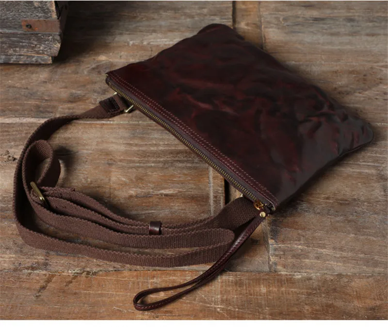 Vintage genuine leather multifunctional clutch bag fashion simple casual light natural real cowhide small shoulder messenger bag