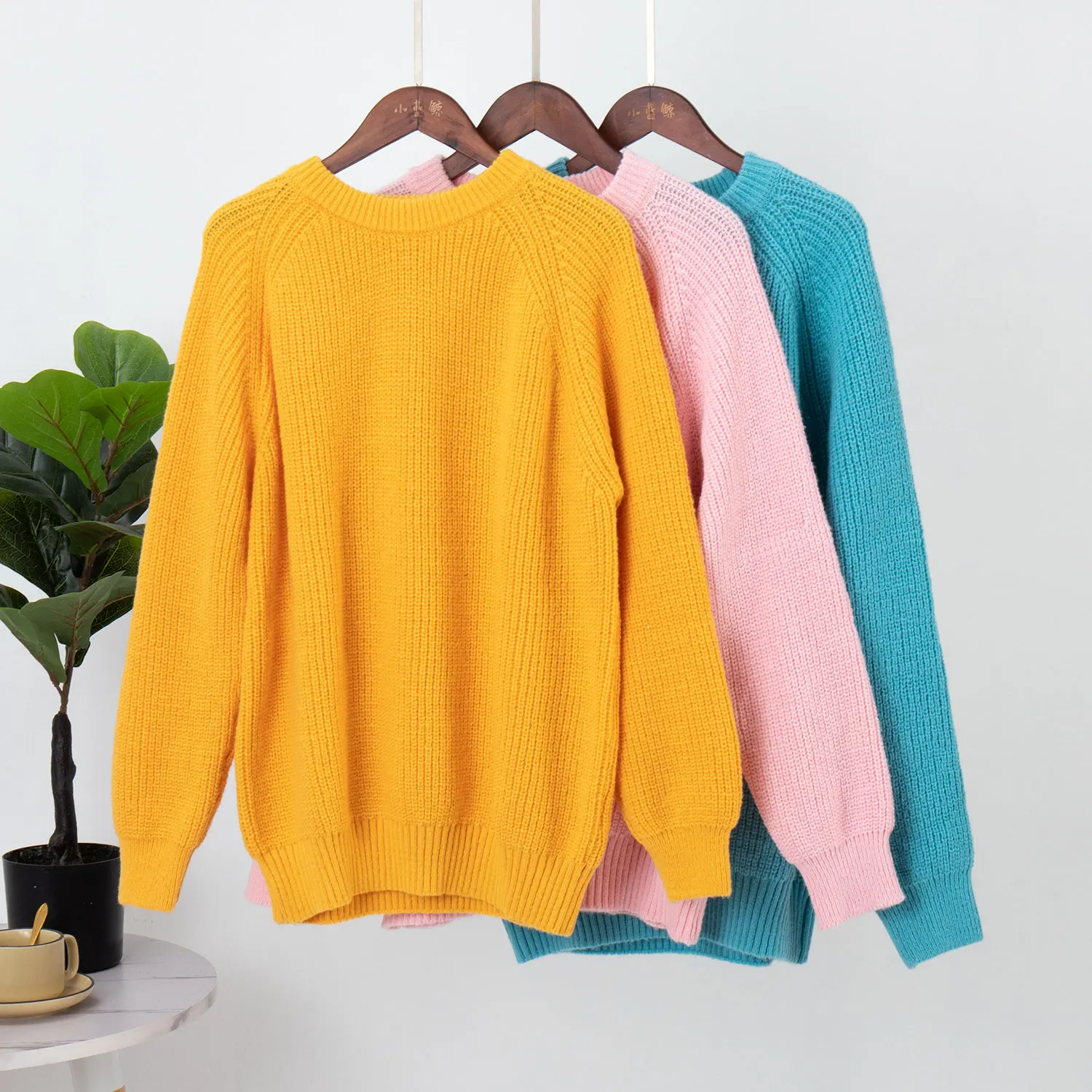 

Bornladies Women Sweater Oversized O-Neck Autumn Winter Pullover Fashion Knitted Loose Casual Jumper Hight Street Ladies Sweater