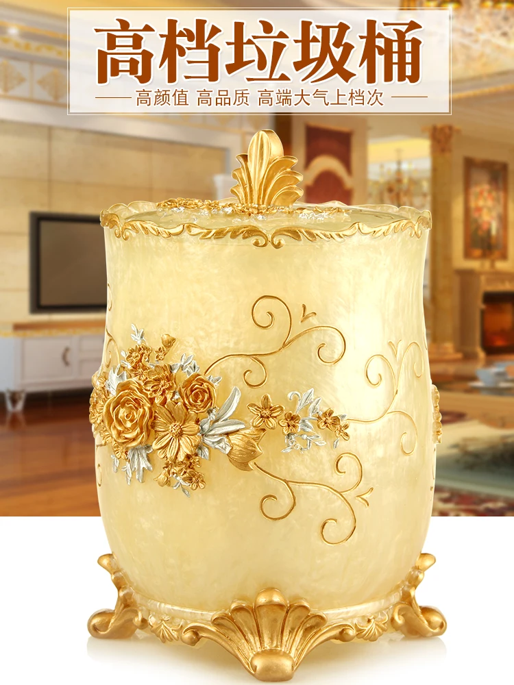 

Креативная подсветка для мусорного бака, роскошный высококачественный бытовой мусорный бак для гостиной с крышкой, ведро для хранения туал...
