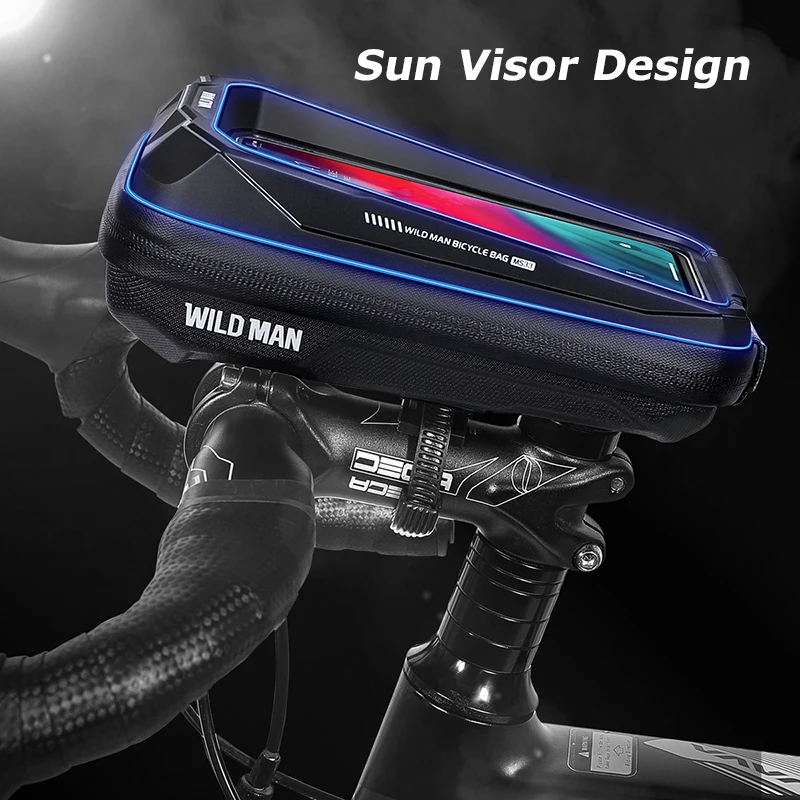 wild man waterproof bike front top tube bag cycling handlebar bag touch screen bicycle frame bag 6 7 inch mobile phone case free global shipping