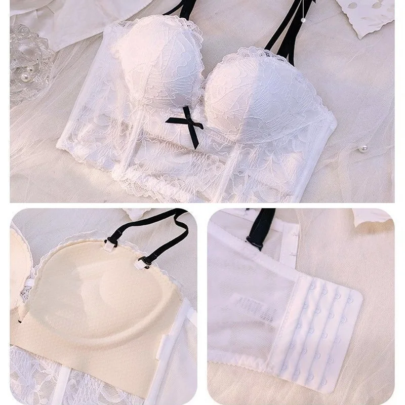 Seamless Bralette Women Removable Shoulder Strap Underwear Push Up Bra Girl No Wire Brasieres Upper Thin Bottom Thick Lace Bras