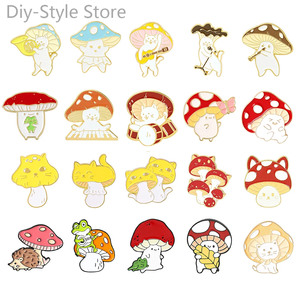 

Cartoon Mushroom Brooch Frog Smiley Music Mushroom Assassin Mushroom Clothing Accessories Backpack Brooch Badge Lapel Pins