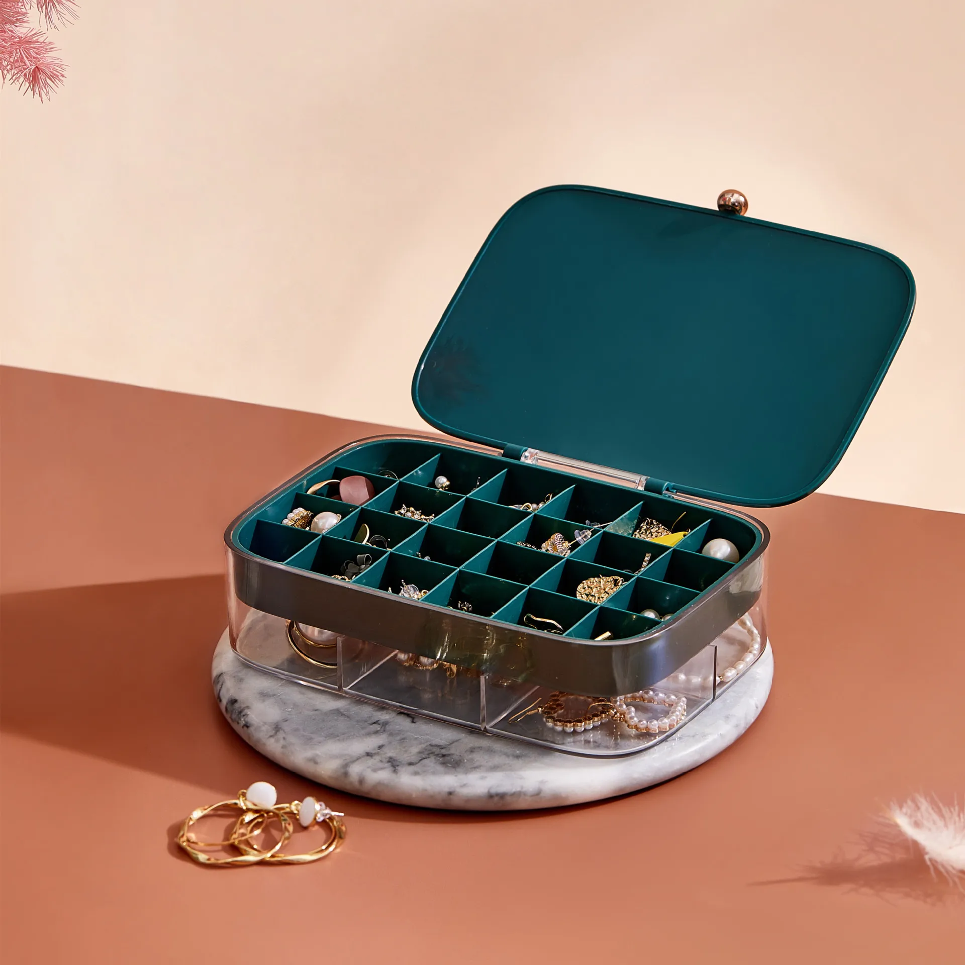 Portable Multi Layer Jewelry Box Jewelry Organizer Displays Travel Jewelry Box Plastic Transparent Necklace Ring Divided Storage