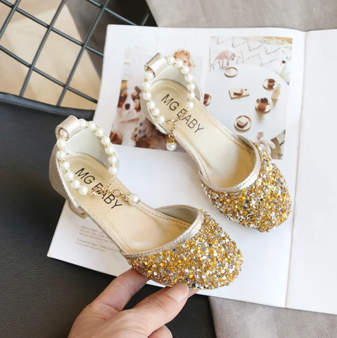 

Summer Girls High Heel Princess Sandals Children Shoes Glitter Leather Girls Kids Shoes For Party Dress Weddin Party Sneakers