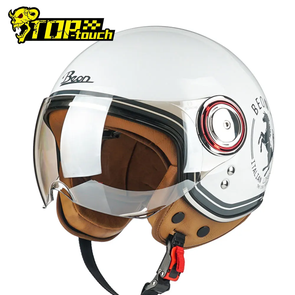 

BEON Motorcycle Helmet Open Full Face 3/4 Motorbike Scooter Double Lens Casco Moto Electric Bike Vintage Riding Racing Helmets