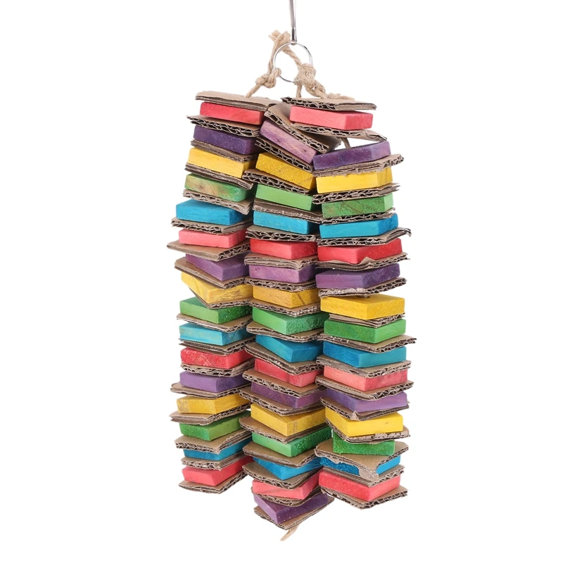 

Parrot Toys for Large Birds Cardboard Big Bird Toys African Grey Parrot Toys Natural Wooden Bird Cage Chewing Toy with Clip-ABUX