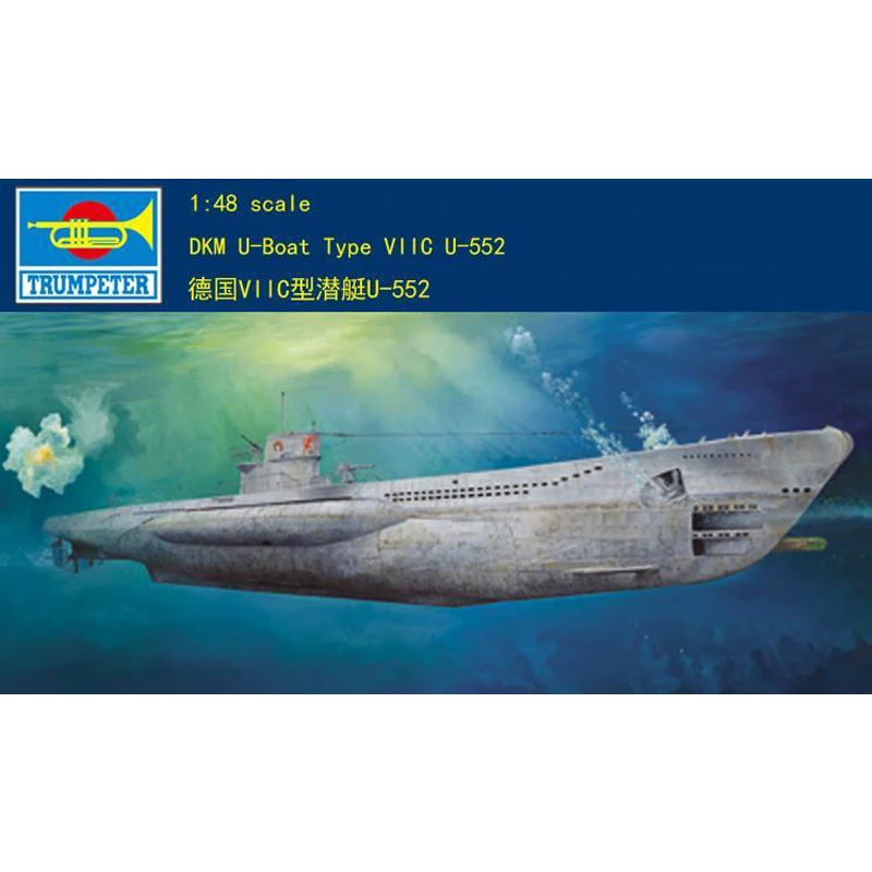 Trumpeter 06801 1/48 Немецкая U-Boat DKM VIIC U-552 Статическая модель подводного военного корабля