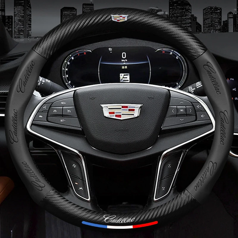 

New Carbon Fiber Leather Car Steering Wheel Cover For Cadillac Escalade ESV XTS CTS CT6 CT5 ATS XT4 XT5 XT6 Car accessories