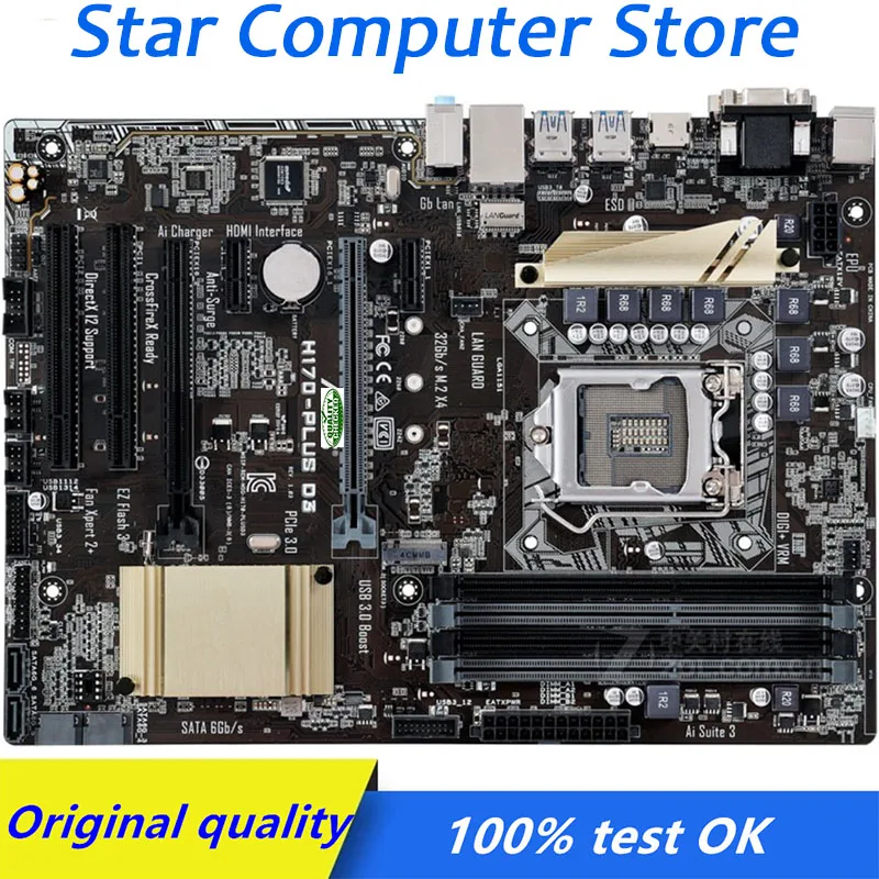 

H170 Socket LGA 1151 для ASUS H170-PLUS D3 оригинальная настольная материнская плата DDR3 PCI-E 3,0 для детской б/у материнской платы