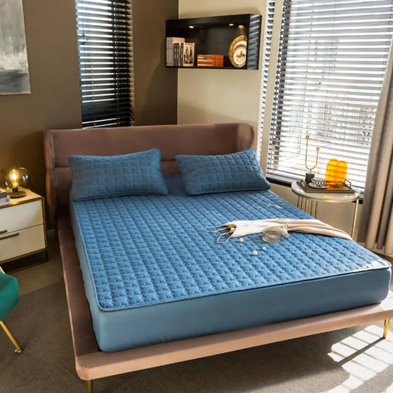 

Quilted Mattress Cover Thicken King Queen Quilted Bed Fitted Bed Sheet Anti-Bacteria Mattress Topper Bedspread Pillowcase