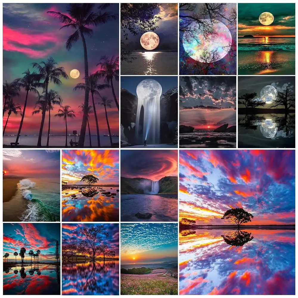 

Cross stitch Kit 14CT 18CT 25CT Canvas Cross Stitch DIY Embroidery Se Threads Craft Handicraft Sundown