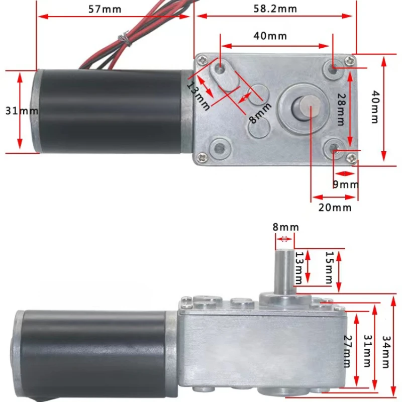 5840-31ZY червячный редукторный двигатель постоянного тока 12 В/24 В 7 об/мин ~ 470