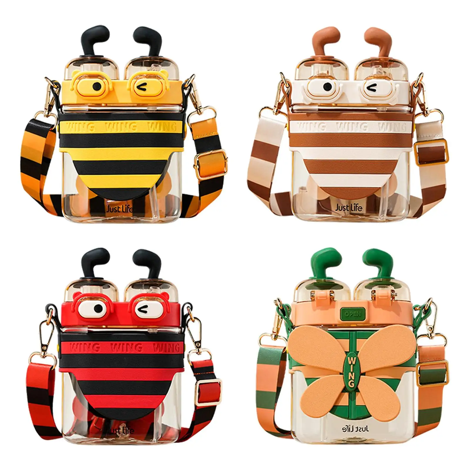 Бутылка для воды Little Bee с защитой от протечек и плечевым ремнем 570 мл портативная