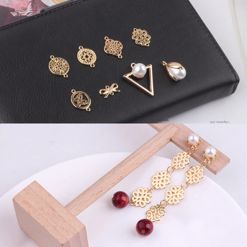 

10 шт. Diy аксессуары сплав двойная подвеска китайский узел лук треугольник жемчужные серьги материал ручной работы подвеска ювелирные издел...