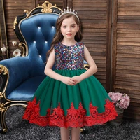 fashion embroidery new childrens clothing girls sequined princess dress stitching round neck sleeveless dance performance skirt