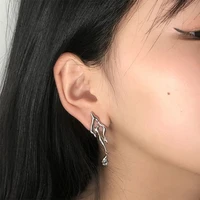 cool irregular liquid metal zircon earrings for women simple spice girls asymmetric geometric alloy pendant earrings jewelry