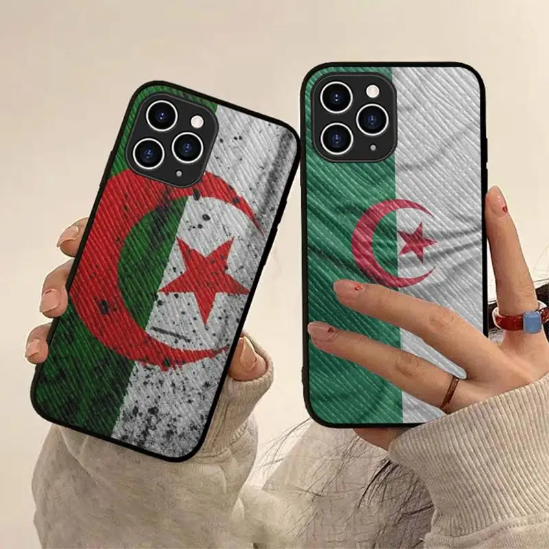 

MaiYaCa Algerian Flag Phone Case Hard Leather Case for iPhone 11 12 13 Mini Pro Max 8 7 Plus SE 2020 X XR XS Coque