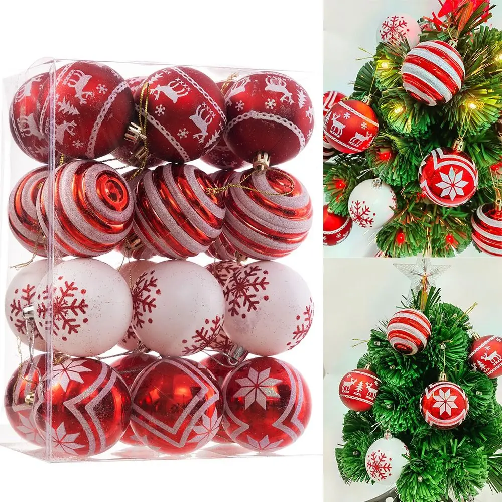 

Подвеска для рождественской елки, украшение для рождественской елки с красной и белой росписью, Рождественская елка, подвесной шар из пластика, 6 см