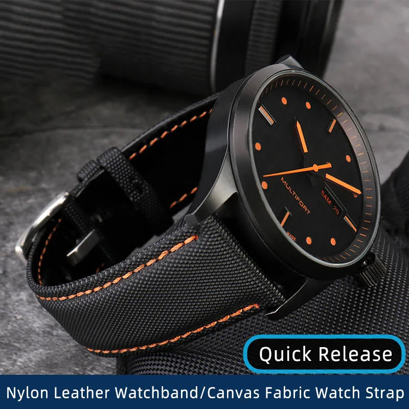 

Quick Release Nylon Leather Watchband For Tudor Black Shield MIDO SeikoTissot Starfish Men Women Canvas Fabric Watch Strap