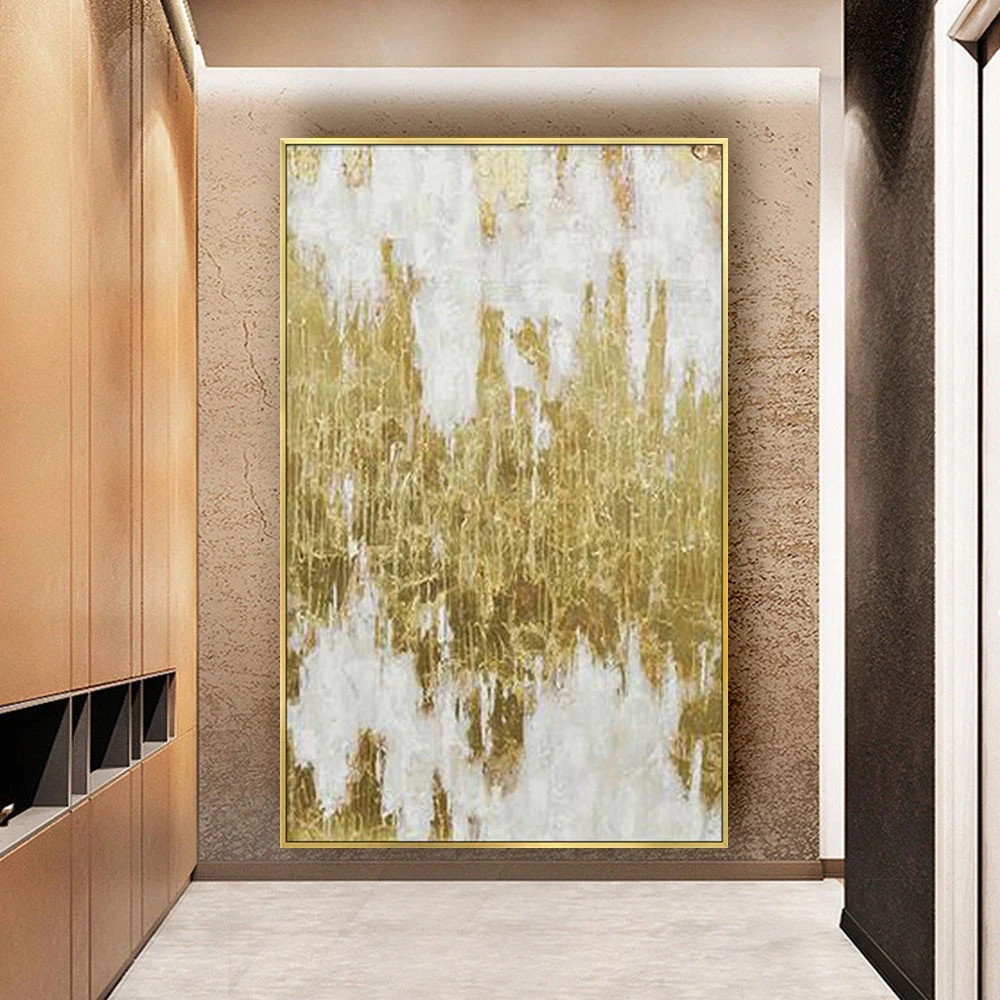 100% картина маслом ручной работы абстрактная Золотая Картина на холсте стену