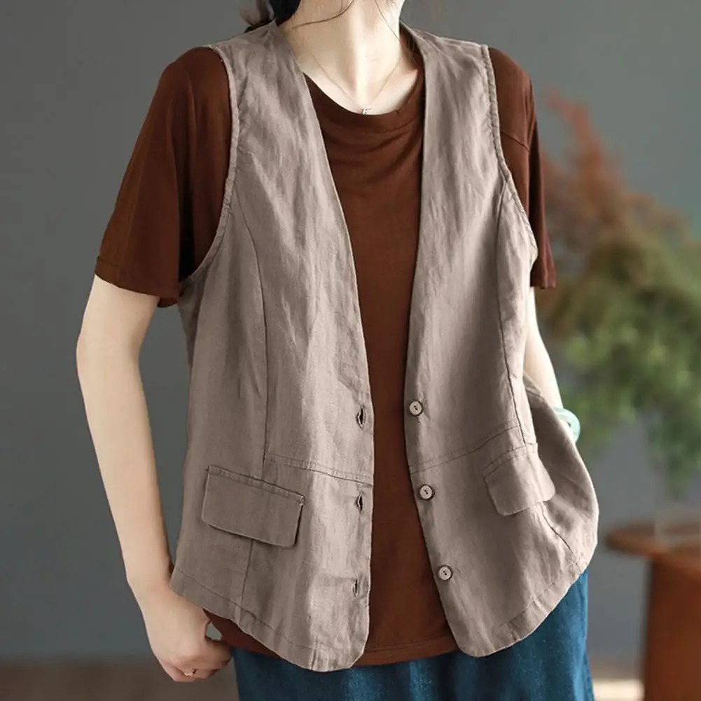 Винтажный однотонный жилет ummer однобортный Кардиган без рукавов тонкая