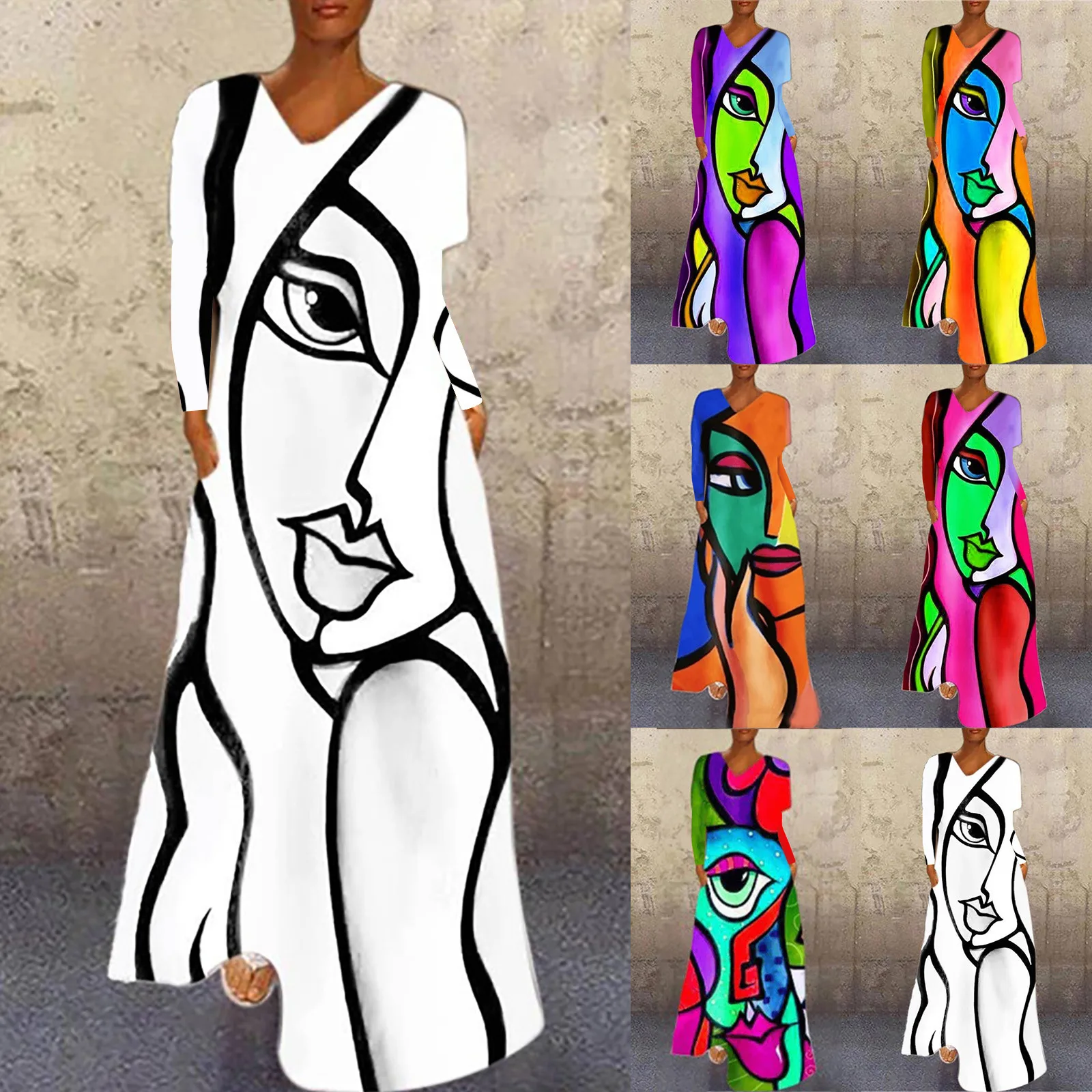 

Платье с длинным рукавом и круглым вырезом, свободного покроя