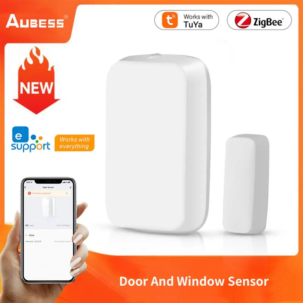 

Aubess Tuya ZigBee Door Window Entry Sensor Long Battery Life Intelligent Linkage Door Detector Home Security Support Ewelink