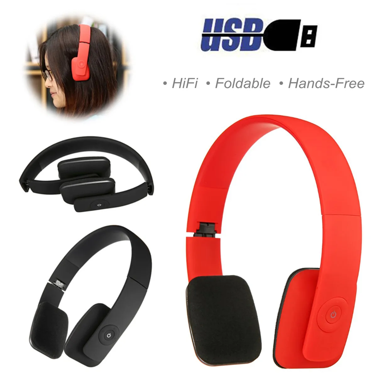 

Wireless bluetooth Headphone HiFi Noise Cancelling Music Headset bluetooth With Microphone Foldable HiFi Earphone Headset