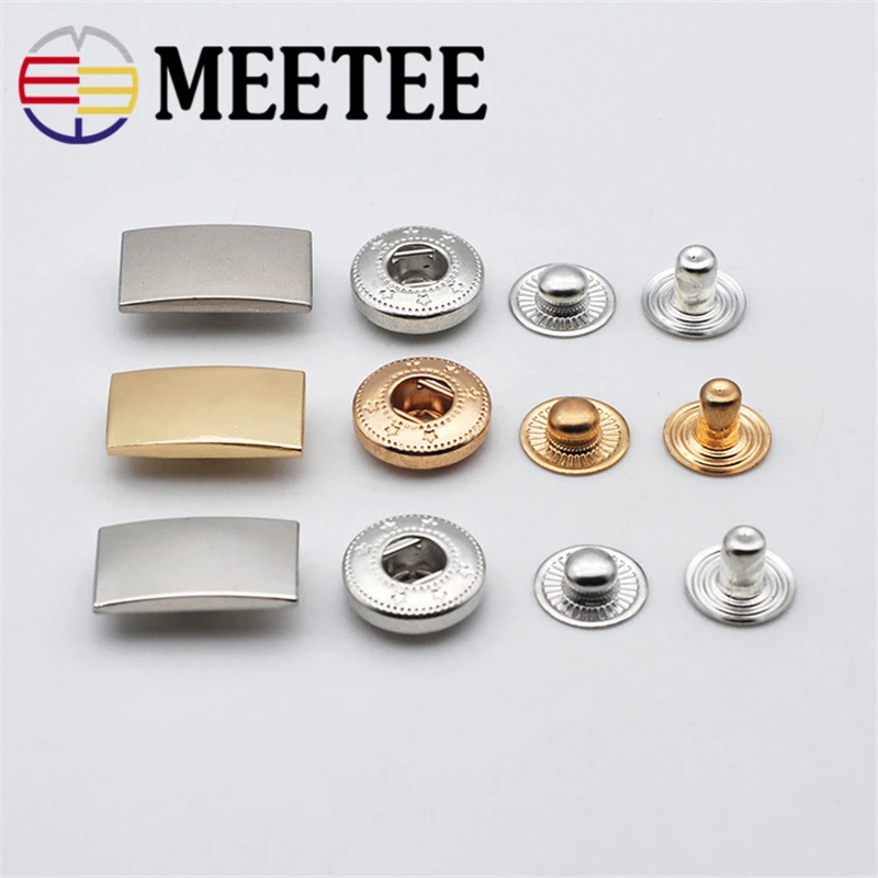 10/30sets Meetee Metal Press Studs Snap Fastener Buttons for DIY Sewing Bags Garment Coat Down Jacket Leather Craft Accessories