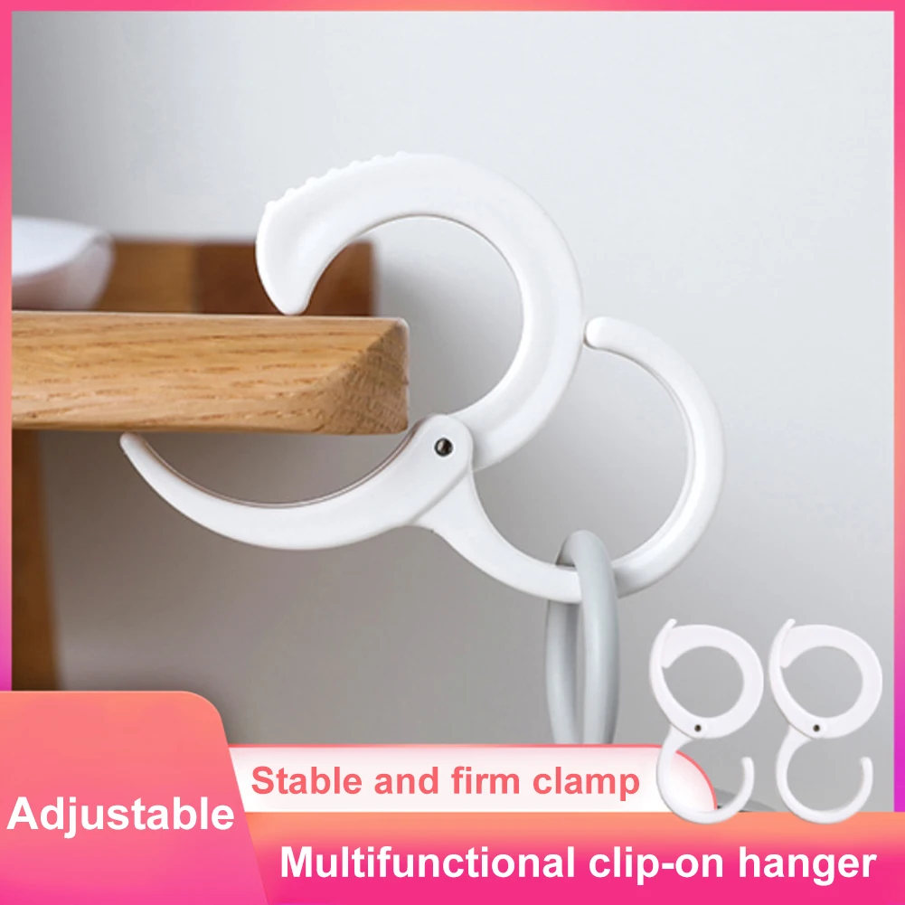 

2x S-Shaped Card Position Hook Wardrobe Closet Hook Household Bathroom Kitchen Punch-Free Snap Ring Coat Hat Tie Storage Rack