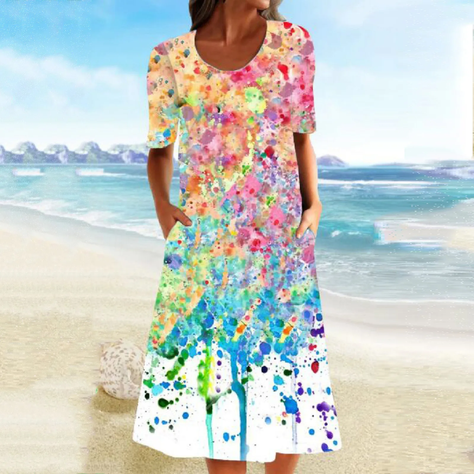 

Платье женское с цветочным принтом, Повседневная Свободная рубашка с рукавом до локтя, винтажное мини-платье, на лето