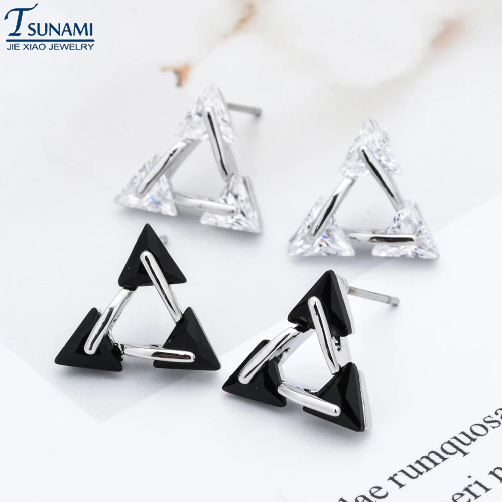 Изящные Модные треугольные серьги из циркония для женщин Креативный дизайн