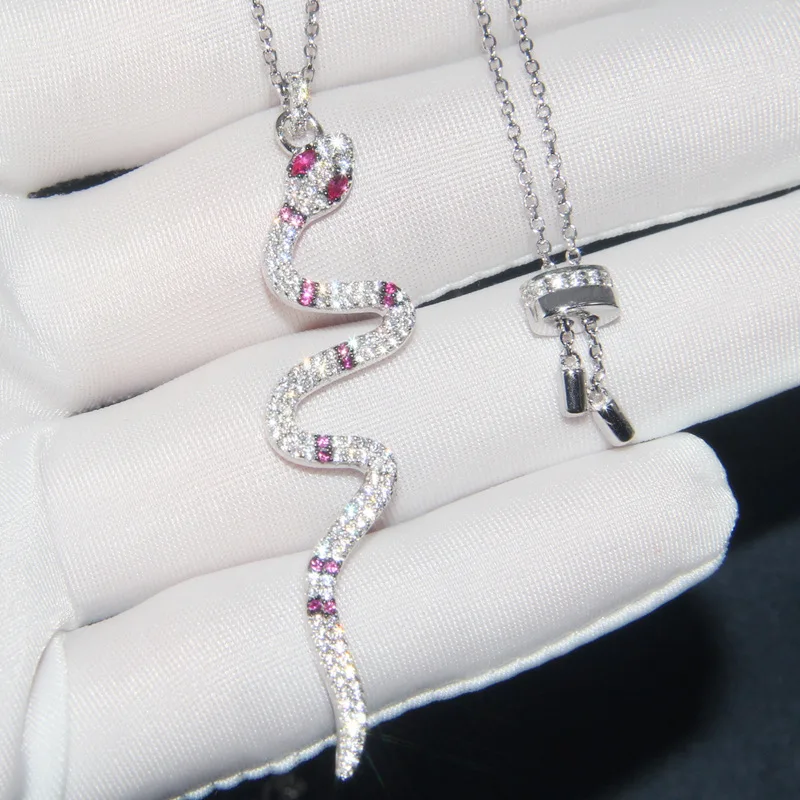 

Ожерелье из стерлингового серебра для женщин, цепочка на свитер в форме змеи с кристаллами и бриллиантами, персонализированное украшение