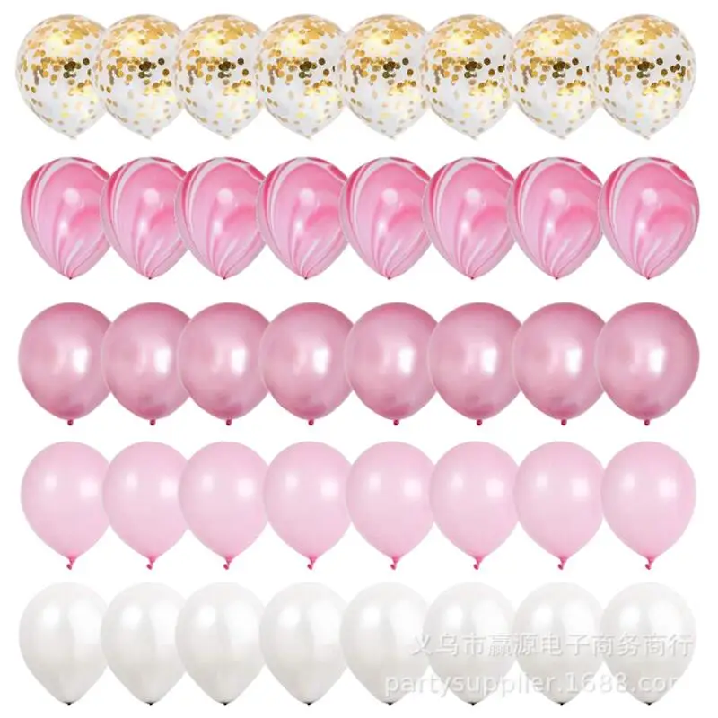 

40 Piece 10 Inch 1st Birthday Party Wedding Decoration Rose Gold Agate Latex Balloon Set Arch