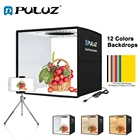 Лайтбокс для фотостудии Puluz, 3 модели светильник светодиодный светильник, софтбокс для фотосъемки, складной тент, набор и 612 фонов