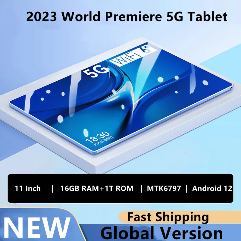 2023 Nuovo Tablet Android Da 11 Pollici Android 12 16Gb Ram + 1T Rom Deca Core 8 + 13Mp Wps + 5G Wifi Bluetooth Dual Sim Telefonata Tablet Pc