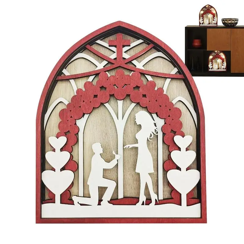 

День Святого Валентина, деревянный декор, настольные знаки, многоярусный Искусственный деревянный стол, центральные части, семейный венчальник, свадьба