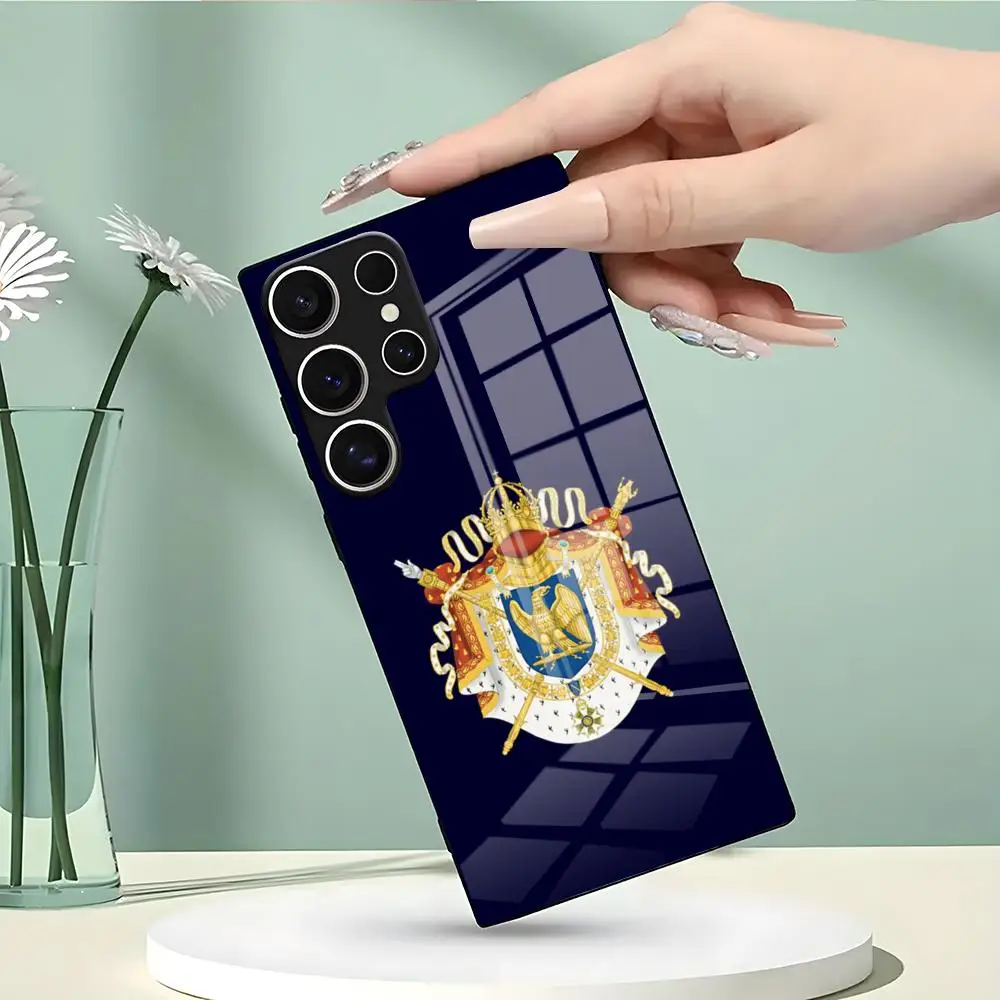 Фото Чехол для телефона с гербом Наполеона для Samsung S26 S25 Edge S24 S23 S22 Ultra Plus Fe A57 A37 A17 A56 5G, стеклянная крышка №2