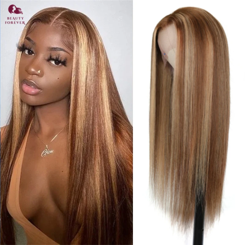 

Highlight Blonde Straight Human Hair Wigs 13x4 Brazilian Straight Highlight Blonde Colored Wavy Lace Front Wig