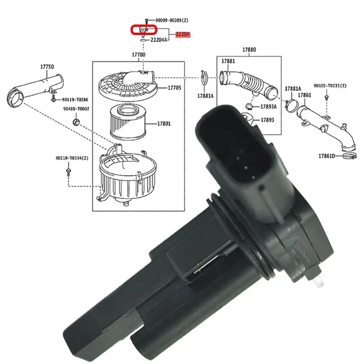 Датчик массового расхода воздуха автомобиля 22204-30020 для Hino DYNA III Pickup LAND CRUISER 150 2 5 3 0