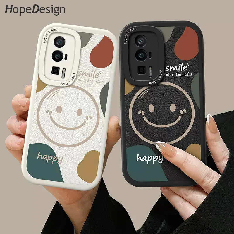 

Cute Liquid Silicone Phone Case For Redmi K60 K60E K50 K50 Pro Ultra K40 K40S K30S K30i 5G Shockproof Soft TPU Smile Face Cover
