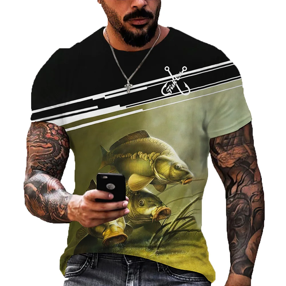 

Summer Fashion 3D Printing Carp Pattern Male/Female T-shirt Street Personality Trend Wild Fisherman Must-have Koi Loose Oversize