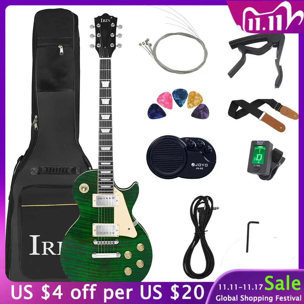 

Электрогитара LP, 6 струн, 22 лада, кленовый корпус, тигровые полосы, электрогитара, ra с сумкой, тюнер, гитарные детали и аксессуары