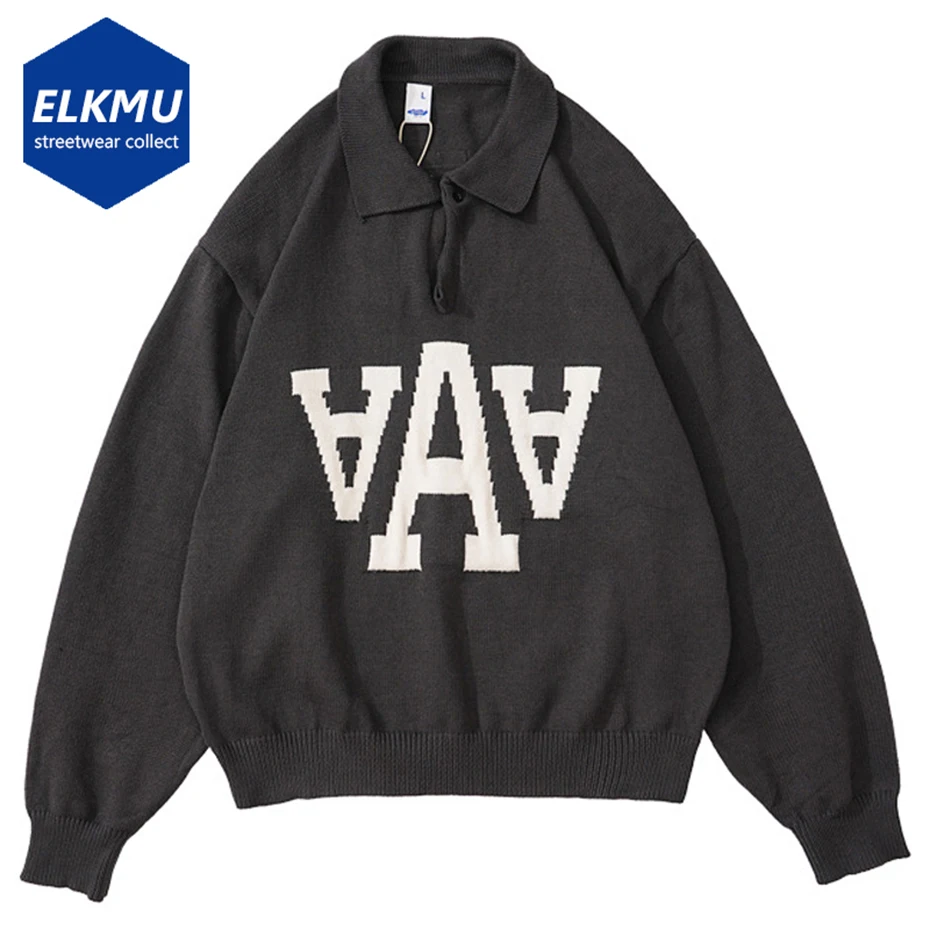 

Свитер в стиле хип-хоп мужской, вязаный пуловер оверсайз в стиле Харадзюку, 2022